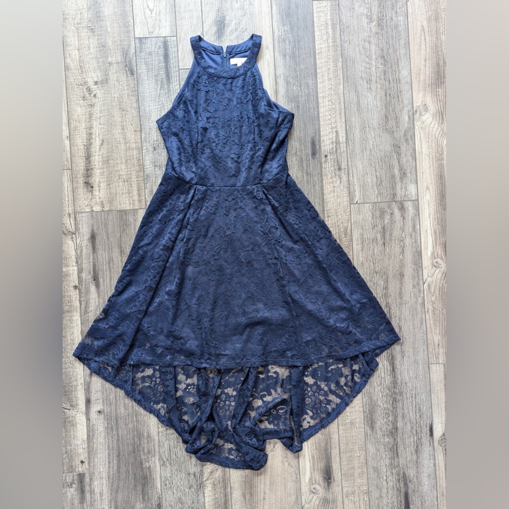 High neck and hi-low hem lace dress - worn 1 time
